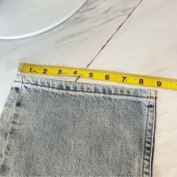 Topshop Asos Kort Petite Size 6/28 High Waist Wide Leg Light Blue Denim Jeans - Picture 7 of 9